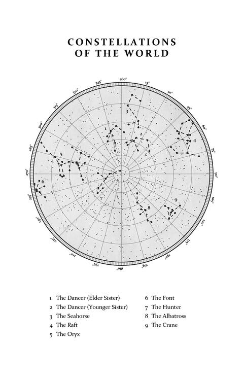 A star chart with fictional constellations.